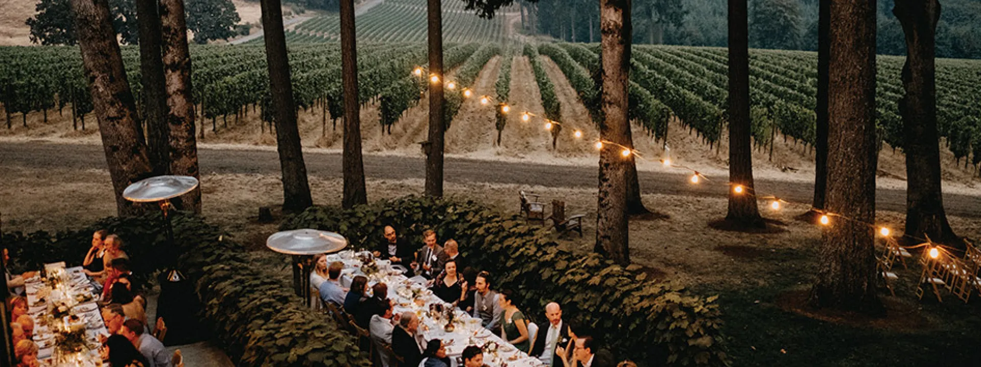 The Vista Hills Vineyard event space in Dayton is surrounded by vines and a grove of oak trees