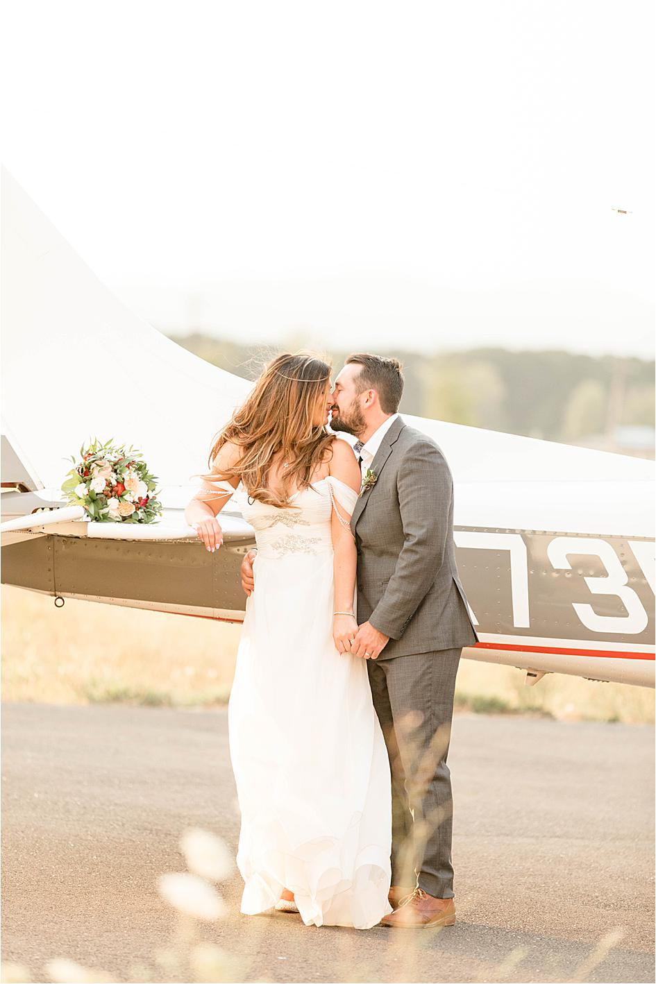 oregon bride, oregon wedding, corvallis wedding, bride and groom, airplane photography